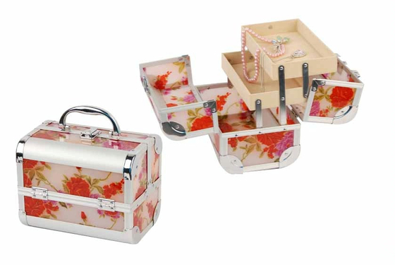 4 de beweegbare Beroeps van het Hulpmiddeldozen van de Dienbladenmake-up Draagbare voor Vrouwen/Schoonheidsmiddelenkunstenaar